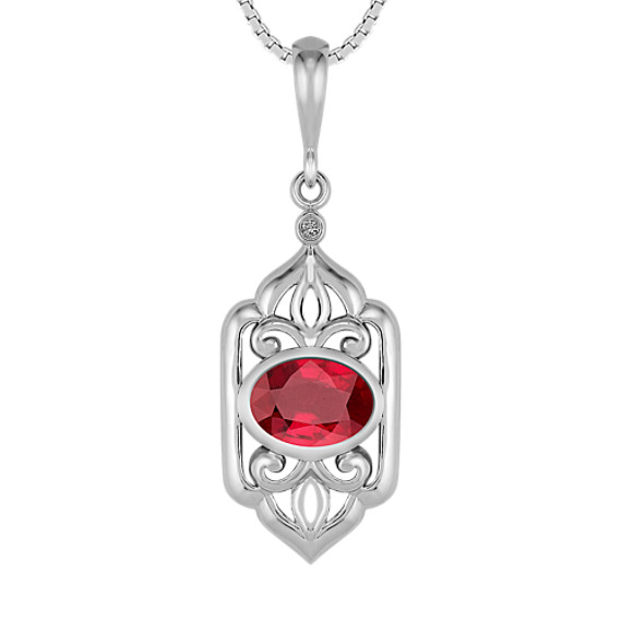 Oval Ruby and Diamond Pendant (18") Oval Ruby and Diamond Pendant (18")