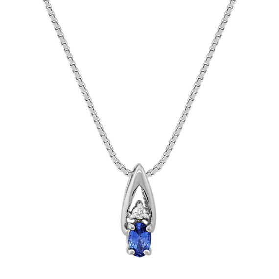 Oval Sapphire and Diamond Pendant (18") Oval Sapphire and Diamond Pendant (18")