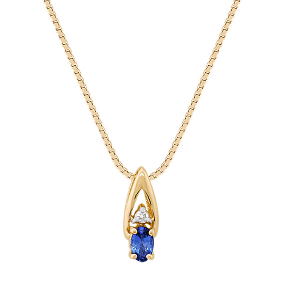 Oval Sapphire and Diamond Pendant (18") Oval Sapphire and Diamond Pendant (18")