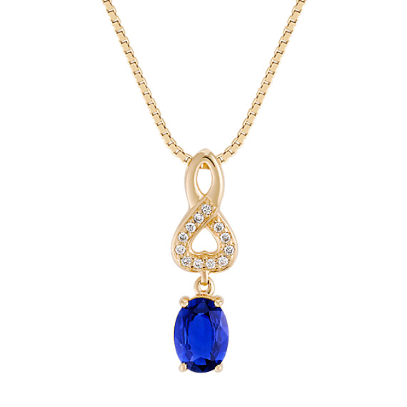 Oval Sapphire and Diamond Pendant (18") Oval Sapphire and Diamond Pendant (18")