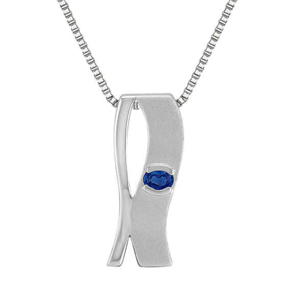 Oval Sapphire and Sterling Silver Pendant (18") Oval Sapphire and Sterling Silver Pendant (18")