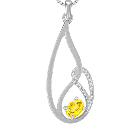 Oval Yellow Sapphire and Sterling Silver Pendant (18") Oval Yellow Sapphire and Sterling Silver Pendant (18")
