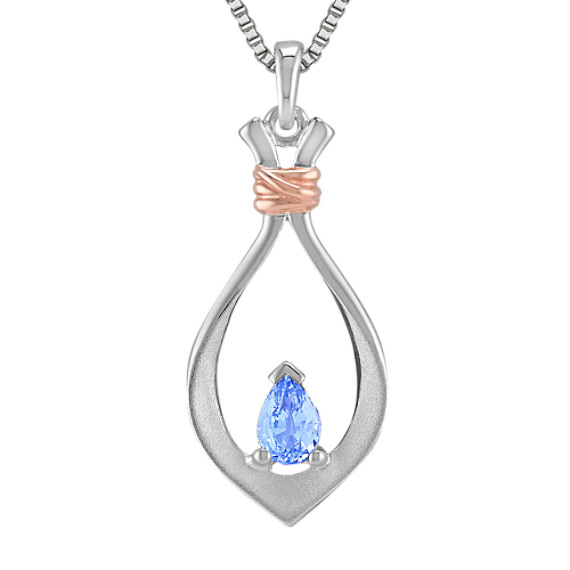 Pear Shaped Ice Blue Sapphire in Sterling Silver (18") Pear Shaped Ice Blue Sapphire in Sterling Silver (18")