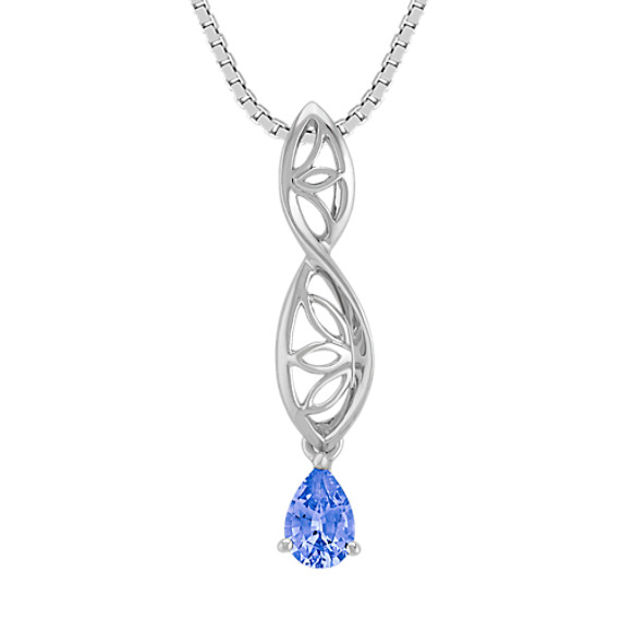 Pear-Shaped Kentucky Blue Sapphire and Sterling Silver Pendant (18") Pear-Shaped Kentucky Blue Sapphire and Sterling Silver Pendant (18")