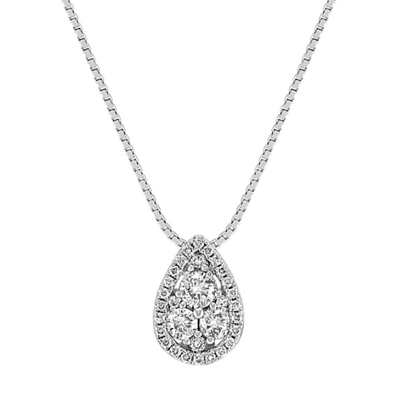 Pear Shaped Round Diamond Cluster Pendant (18") Pear Shaped Round Diamond Cluster Pendant (18")