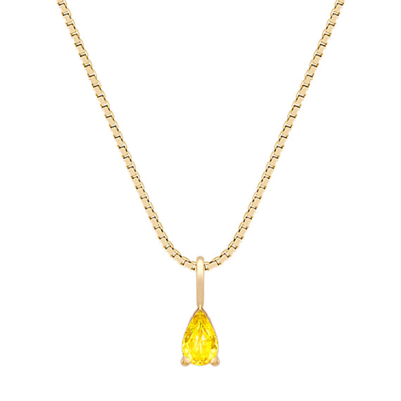 Pear Shaped Yellow Sapphire Pendant (18") Pear Shaped Yellow Sapphire Pendant (18")