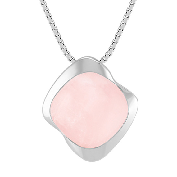 Pink Quartz and Sterling Silver Pendant (18") Pink Quartz and Sterling Silver Pendant (18")