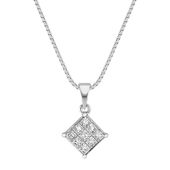 Princess Cut Diamond Pendant (18") Princess Cut Diamond Pendant (18")