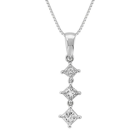 Princess Cut Diamond Three-Stone Pendant (18") Princess Cut Diamond Three-Stone Pendant (18")
