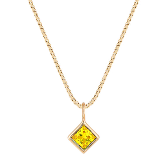 Princess Cut Yellow Sapphire Pendant (18") Princess Cut Yellow Sapphire Pendant (18")