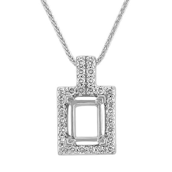 Rectangle Diamond Pendant for Emerald Cut Gemstone (22") at Shane Co.