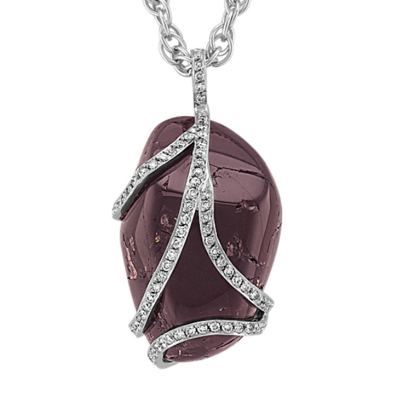Rough Ruby and Round Diamond Pendant (18") Rough Ruby and Round Diamond Pendant (18")