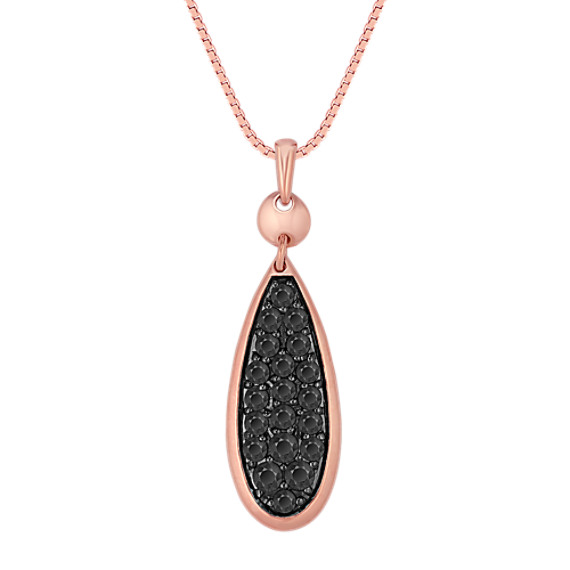 Round Black Sapphire Pendant in 14k Rose Gold (18") Round Black Sapphire Pendant in 14k Rose Gold (18")