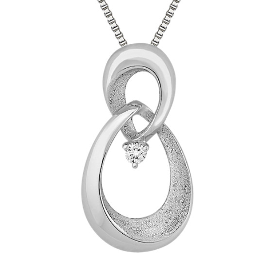 Round Diamond and Sterling Silver Pendant (18") Round Diamond and Sterling Silver Pendant (18")