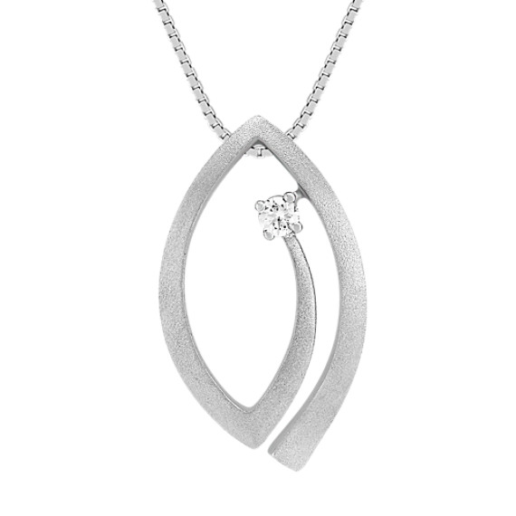 Round Diamond and Sterling Silver Pendant (18") Round Diamond and Sterling Silver Pendant (18")