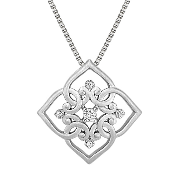 Round Diamond and Sterling Silver Pendant (18") Round Diamond and Sterling Silver Pendant (18")