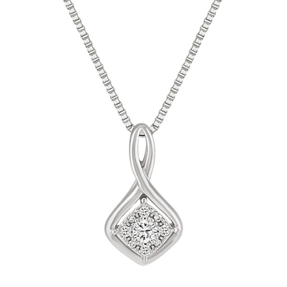 Round Diamond and Sterling Silver Pendant (18") Round Diamond and Sterling Silver Pendant (18")