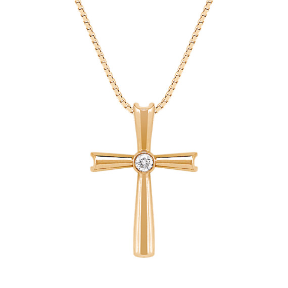 Round Diamond Cross Pendant (18") Round Diamond Cross Pendant (18")