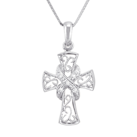 Round Diamond Cross Pendant (18") Round Diamond Cross Pendant (18")