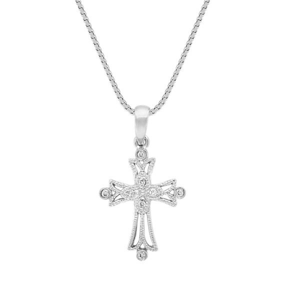 Round Diamond Cross Pendant (18") Round Diamond Cross Pendant (18")