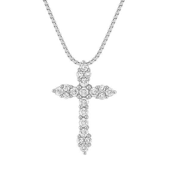 Round Diamond Cross Pendant (18") Round Diamond Cross Pendant (18")