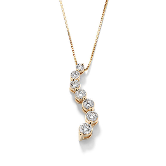 Round Diamond Journey Pendant in 14k Yellow Gold (18") Round Diamond Journey Pendant in 14k Yellow Gold (18")