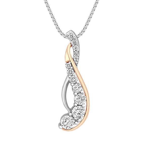 Round Diamond Journey Pendant in Two-Tone Gold (18") Round Diamond Journey Pendant in Two-Tone Gold (18")