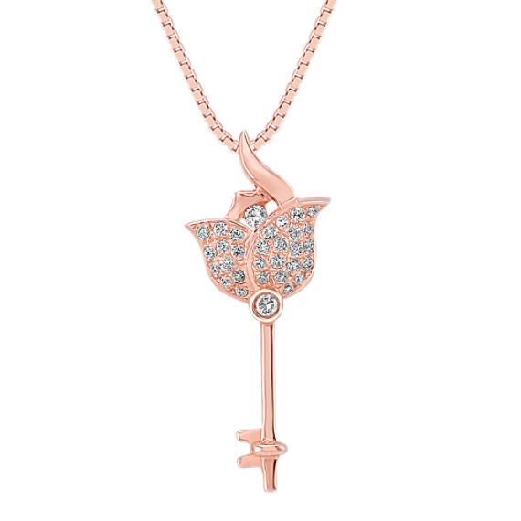 Round Diamond Pendant in Rose Gold (18") Round Diamond Pendant in Rose Gold (18")