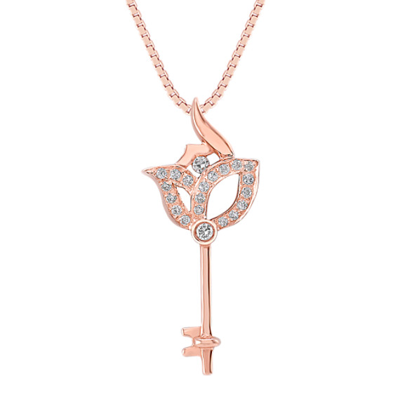 Round Diamond Pendant in Rose Gold (18") Round Diamond Pendant in Rose Gold (18")