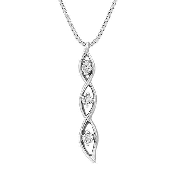 Round Diamond Three-Stone Crossover Pendant (18") Round Diamond Three-Stone Crossover Pendant (18")