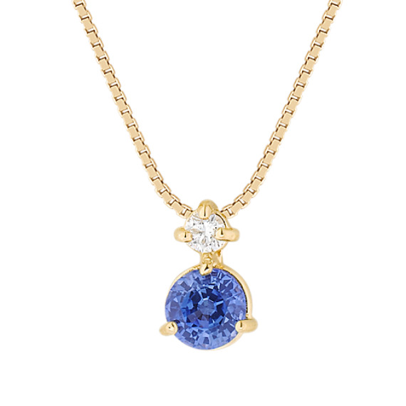 Round Kentucky Blue Sapphire and Diamond Pendant (18") Round Kentucky Blue Sapphire and Diamond Pendant (18")