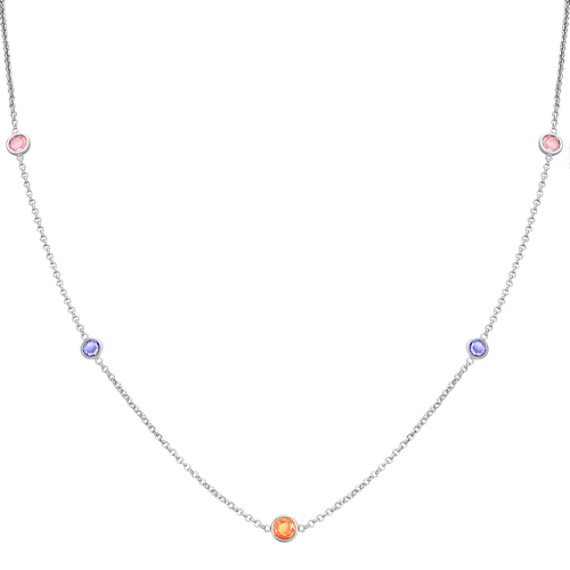 Round Multi-Colored Sapphire Necklace (18") Round Multi-Colored Sapphire Necklace (18")