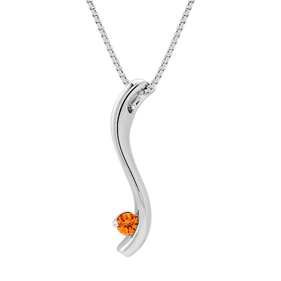 Round Orange Sapphire Pendant (18") Round Orange Sapphire Pendant (18")