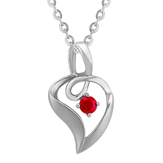 Round Ruby and Sterling Silver Pendant (18") Round Ruby and Sterling Silver Pendant (18")
