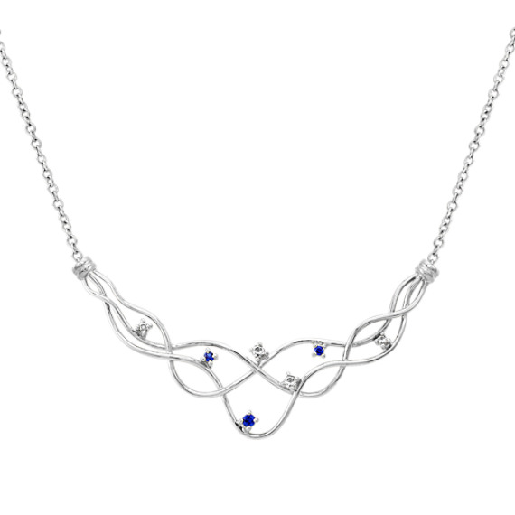 Round Sapphire and Diamond Necklace (17") Round Sapphire and Diamond Necklace (17")