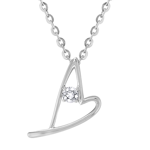 Round White Sapphire and Sterling Silver Sweetheart Heart Pendant (18") Round White Sapphire and Sterling Silver Sweetheart Heart Pendant (18")