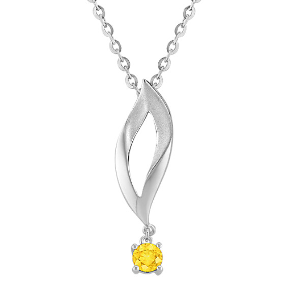 Round Yellow Sapphire and Sterling Silver Pendant (18") Round Yellow Sapphire and Sterling Silver Pendant (18")