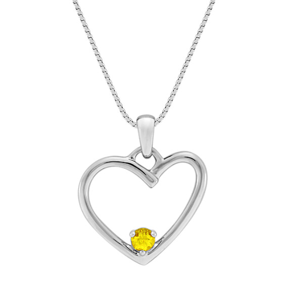 Round Yellow Sapphire Heart Pendant (18”) Round Yellow Sapphire Heart Pendant (18”)