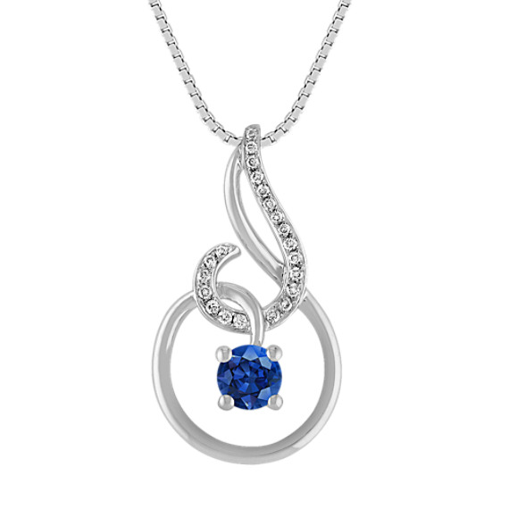 Sapphire and Diamond Swirl Pendant (18") Sapphire and Diamond Swirl Pendant (18")