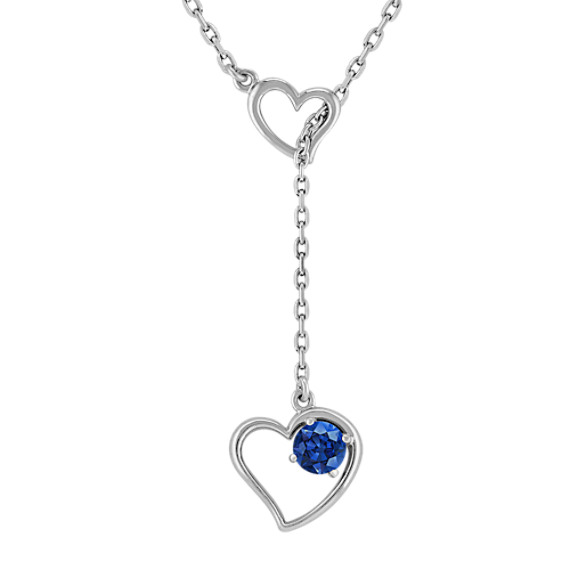 Sapphire and Sterling Silver Heart Necklace (17") Sapphire and Sterling Silver Heart Necklace (17")