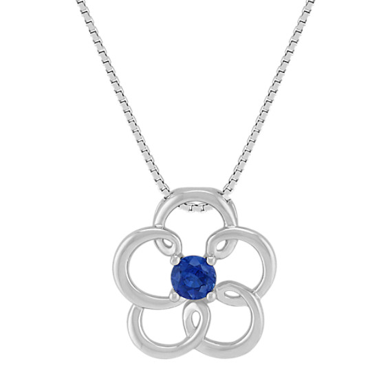 Sapphire Flower Pendant in Sterling Silver (18") Sapphire Flower Pendant in Sterling Silver (18")