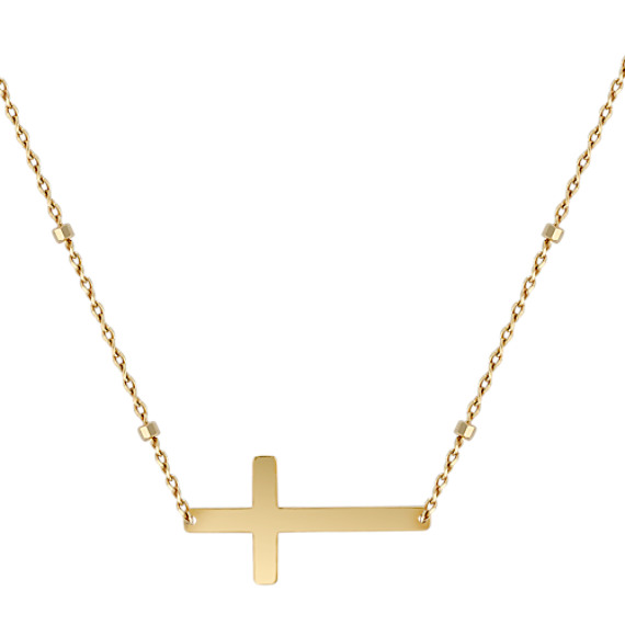 Sideways Cross Necklace in 14k Yellow Gold (18") Sideways Cross Necklace in 14k Yellow Gold (18")