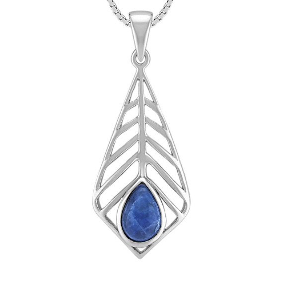 Sodalite and Sterling Silver Contemporary Pendant (20") Sodalite and Sterling Silver Contemporary Pendant (20")