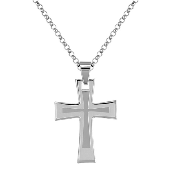 Stainless Steel Cross Necklace (24") Stainless Steel Cross Necklace (24")