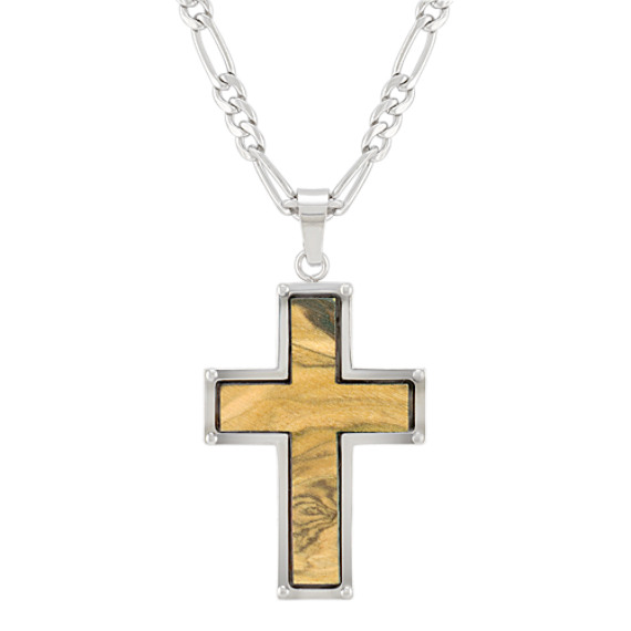 Stainless Steel Cross with Wood Inlay Stainless Steel Cross with Wood Inlay
