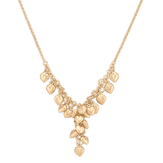 Sterling Silver and 14k Yellow Gold Plated Heart Y-Shaped Necklace (18") Sterling Silver and 14k Yellow Gold Plated Heart Y-Shaped Necklace (18")