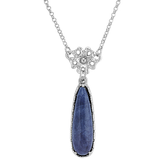 Sterling Silver and Blue Sodalite Necklace (18") Sterling Silver and Blue Sodalite Necklace (18")