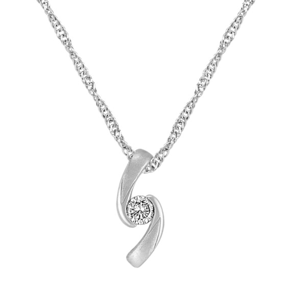 Sterling Silver and Diamond Pendant (18") Sterling Silver and Diamond Pendant (18")
