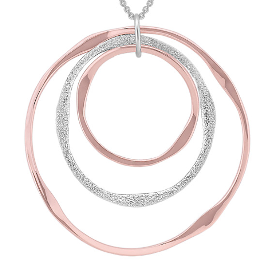 Sterling Silver and Rose Circle Pendant (18") Sterling Silver and Rose Circle Pendant (18")