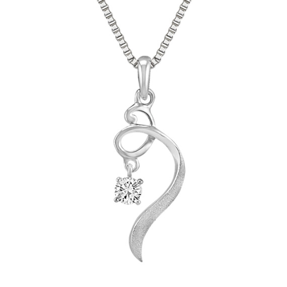 Sterling Silver and Round Diamond Pendant (18") Sterling Silver and Round Diamond Pendant (18")